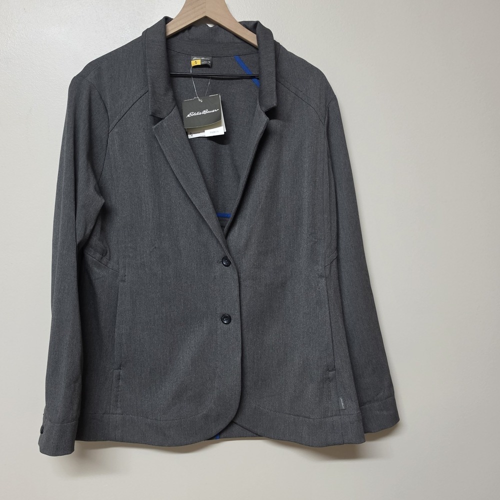 Eddie Bauer Travex Travel Blazer Women's Plus Size 18 Gray Stretch Pockets NWT